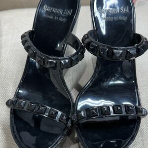 CARMEN SOL black platform sandals/ new without tags